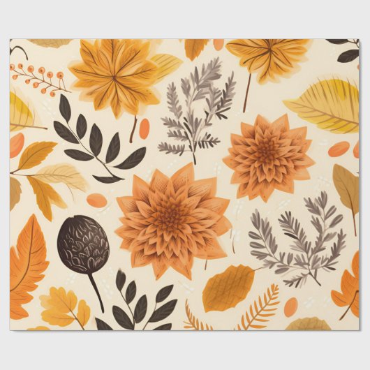 Golden Autumn Bloom Cadeaupapier (Vlak)