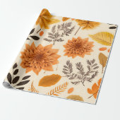 Golden Autumn Bloom Cadeaupapier (Uitgerold)