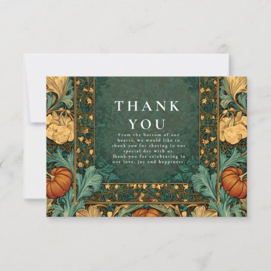 Golden Autumn Botanical Wedding Bedankkaart (Voorkant)