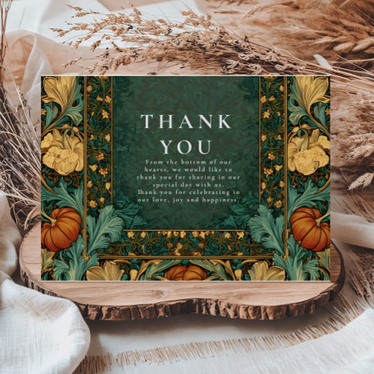 Golden Autumn Botanical Wedding Bedankkaart