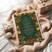 Golden Autumn Botanical Wedding Save The Date