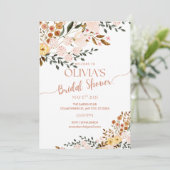 Golden Autumn Botanicals Bridal Shower Invitation Kaart (Staand voorkant)