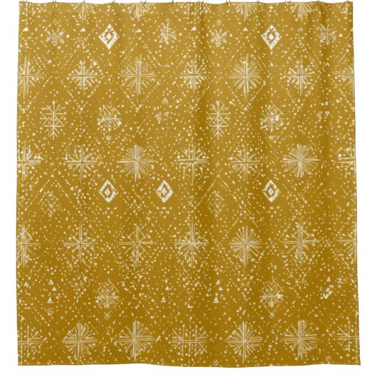 Golden Autumn Christmas Snowflake Pattern Douchegordijn (Voorkant)