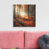 Golden Autumn Clearing with Bench with Forest Canvas Afdruk (Insitu (Woonkamer))