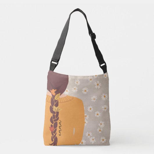 Golden Autumn Daisies  Girl Art Crossbody Tas (Voorkant)