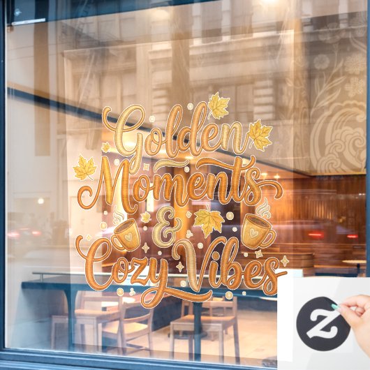 Golden Autumn Dreams Cozy Forest Scene Raamsticker (Cafe Raam)