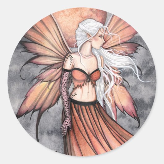 Golden Autumn Fairy Ronde Sticker (Voorkant)