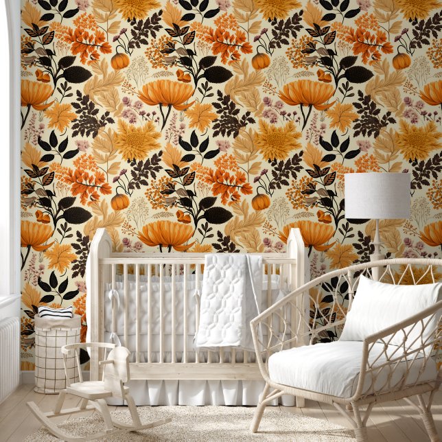 Golden Autumn Floral Medley Behang (Kinderen)