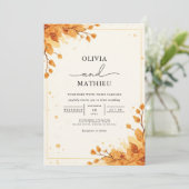 Golden Autumn Foliage Romance bruiloft Kaart (Staand voorkant)