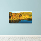 Golden Autumn Forest and Reflection Mirrors Lake Canvas Afdruk (Insitu (Houten vloer))