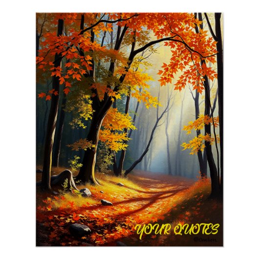 Golden Autumn Forest Path Perfect Poster (Voorkant)