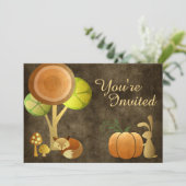 Golden Autumn Fox en Bunny Baby shower Kaart (Staand voorkant)