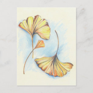 Golden Autumn Ginkgo Leaves Briefkaart