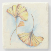 Golden Autumn Ginkgo Leaves Stenen Onderzetter (Voorkant)