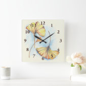 Golden Autumn Ginkgo Leaves Vierkante Klok (Huis)