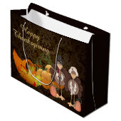 Golden Autumn Harvest Damask Happy Thanksgiving Groot Cadeauzakje (Voorkant Gekanteld)