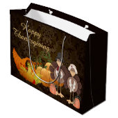 Golden Autumn Harvest Damask Happy Thanksgiving Groot Cadeauzakje (Achterkant Gekanteld)