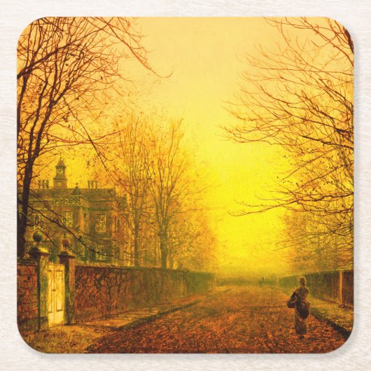 Golden Autumn John Atkinson Grimshaw Kartonnen Onderzetters (Voorkant)