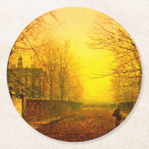 Golden Autumn John Atkinson Grimshaw Ronde Kartonnen Onderzetter