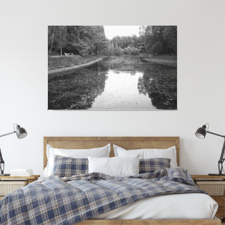 Golden Autumn Lake - Black & White Nordic Edition Canvas Afdruk