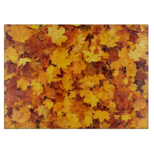 Golden Autumn Leaf Snijplank