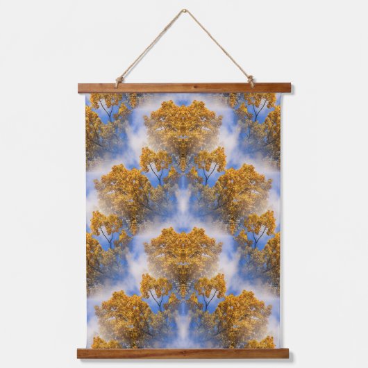Golden Autumn Leaves Blue Sky Abstract Hangend Wandkleed (Voorkant)