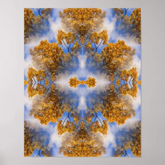Golden Autumn Leaves Blue Sky Abstract Poster (Voorkant)