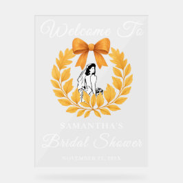 Golden Autumn Leaves Vrijgezellenfeest Welkom Acryl Bord