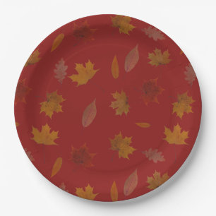 Golden Autumn lekt op rode aangepaste kleuren Papieren Bordje