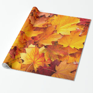 Golden Autumn Maple Leaves Cadeaupapier