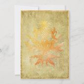 Golden Autumn Pineapple Damask met  Linen Kaart (Achterkant)