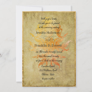 Golden Autumn Pineapple Damask met Linen Kaart