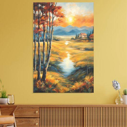 Golden Autumn Retreat Canvas Afdruk (Insitu (Woonkamer))