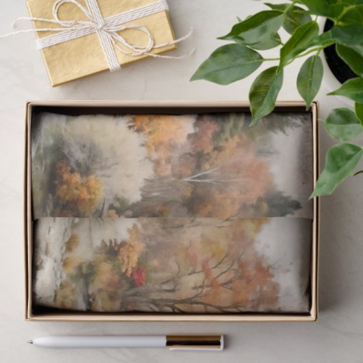 Golden Autumn River Decoupage Tissuepapier (Geschenk)