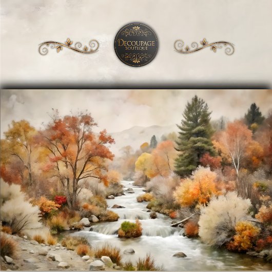 Golden Autumn River Decoupage Tissuepapier
