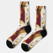 Golden Autumn Sokken in Cream, Bourgogne en Olijf (Links)