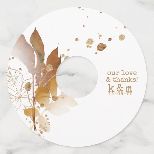 Golden Autumn Splash Wedding ID655 Wijnglaslabel (Voorkant)