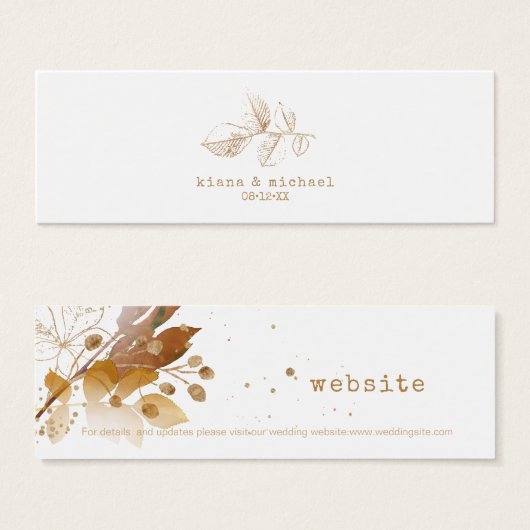 Golden Autumn Splash Wedding Website ID655 Mini Visitekaartjes (Voorkant /achterkant)
