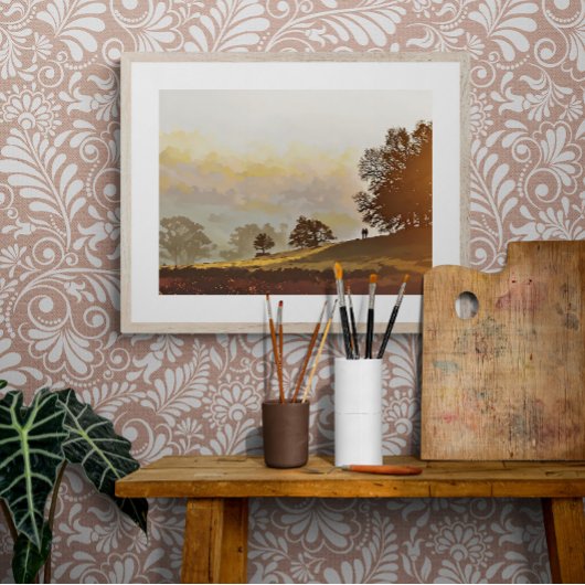 Golden Autumn Sunset at Bradgate Foto Afdruk