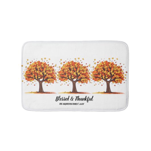 Golden Autumn Trees Happy Thanksgiving Greeting Badmat (Voorkant)