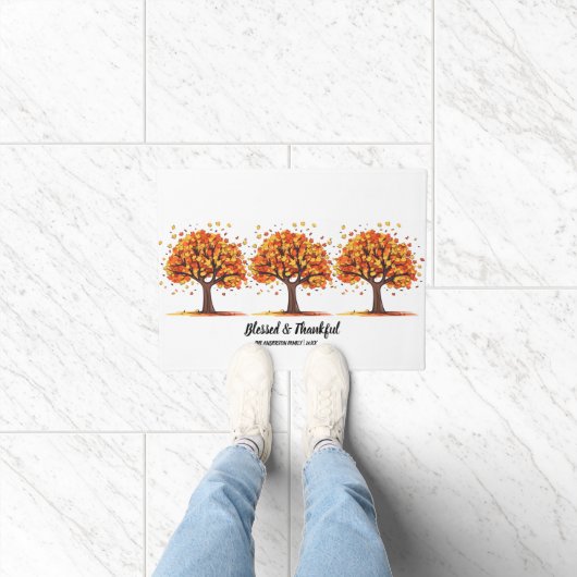 Golden Autumn Trees Happy Thanksgiving Greeting Deurmat (Binnen)