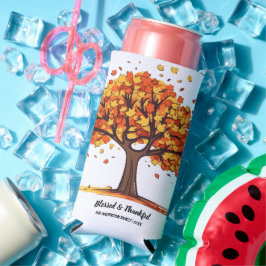 Golden Autumn Trees Happy Thanksgiving Greeting Seltzer Blikjeskoeler