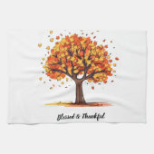 Golden Autumn Trees Happy Thanksgiving Greeting Theedoek (Horizontaal)
