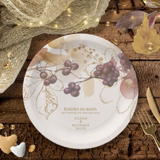 Golden Autumn Wedding Berries ID655 Papieren Bordje