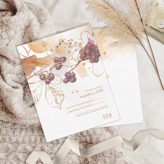Golden Autumn Wedding Berries ID655 RSVP Kaartje