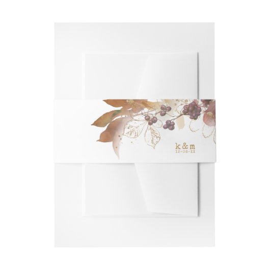 Golden Autumn Wedding Berries ID655 Uitnodigingen Wikkel (Voorkant Voorbeeld)