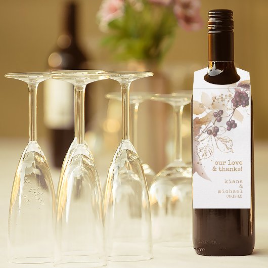 Golden Autumn Wedding Berries Love Bedankt ID655 Flessenhanger