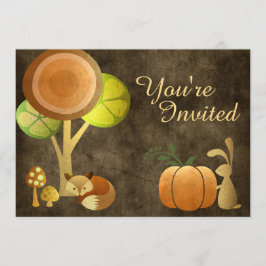 Golden Autumn Woodland Animals verjaardagsuitnodig Kaart