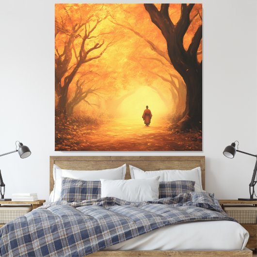 Golden Autumn Zen Path Canvas Afdruk (Insitu (Slaapkamer))