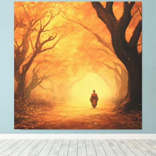 Golden Autumn Zen Path Canvas Afdruk (Insitu (Houten vloer))